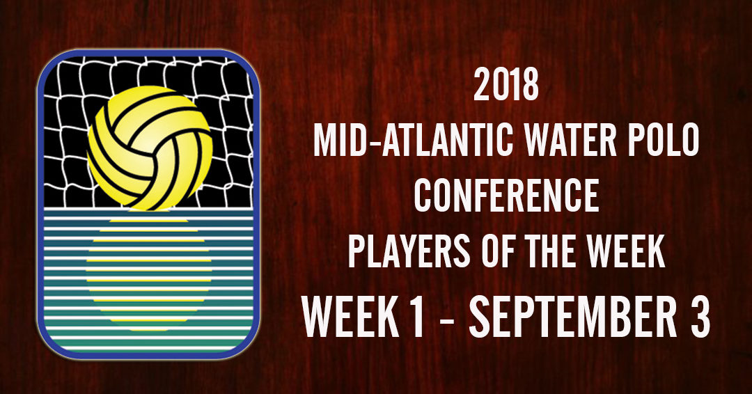 Collegiate Water Polo Association Releases September 3 Mid-Atlantic Water Polo Conference Players of the Week