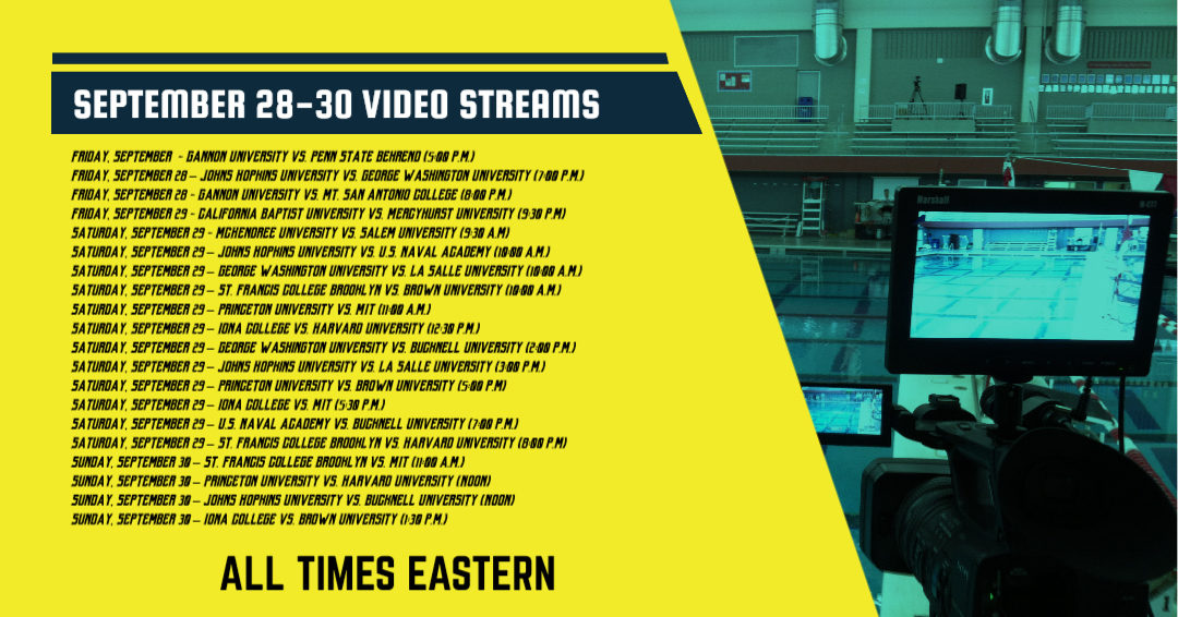 Streaming Available for 20 Mid-Atlantic Water Polo Conference & Northeast Water Polo Conference Team Games on September 28-30