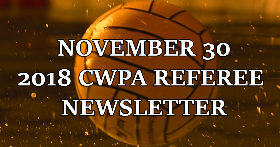 Collegiate Water Polo Association Releases November 30, 2018 Referee Newsletter