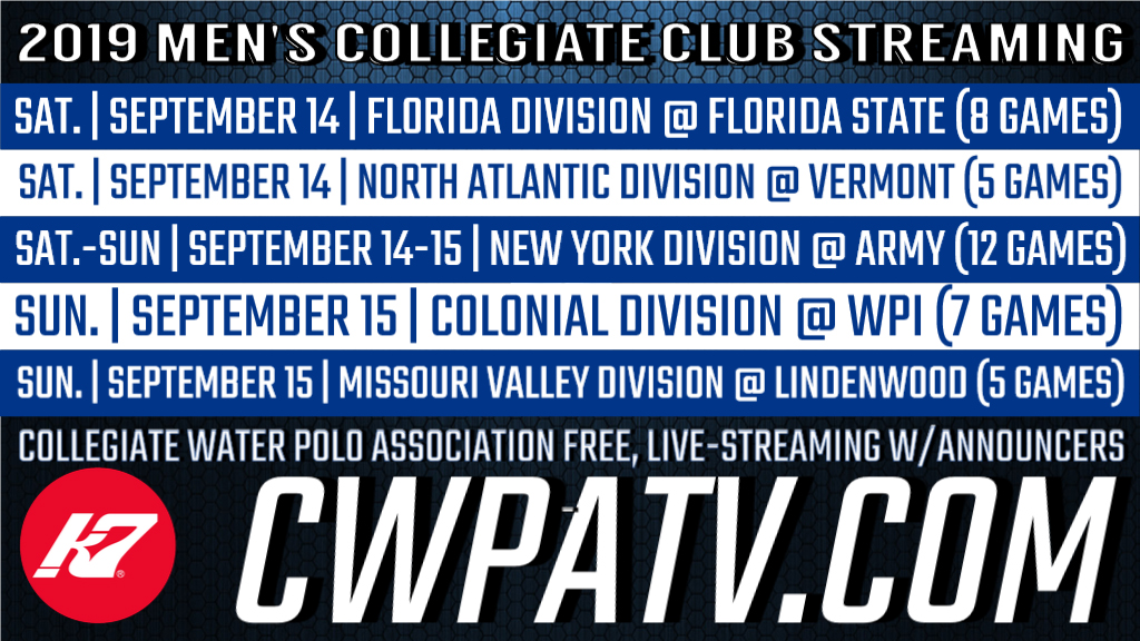 37 Men’s Collegiate Club Games in Colonial, Florida, Missouri Valley, New York & North Atlantic Divisions Set for Free, Live-Streaming on September 14-15 at CWPATV.com