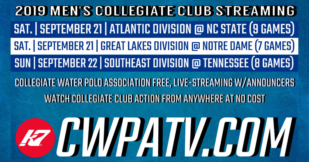 Collegiate Water Polo Association to Remote Stream 24 Atlantic, Great Lakes & Southeast Division Games on September 21-22