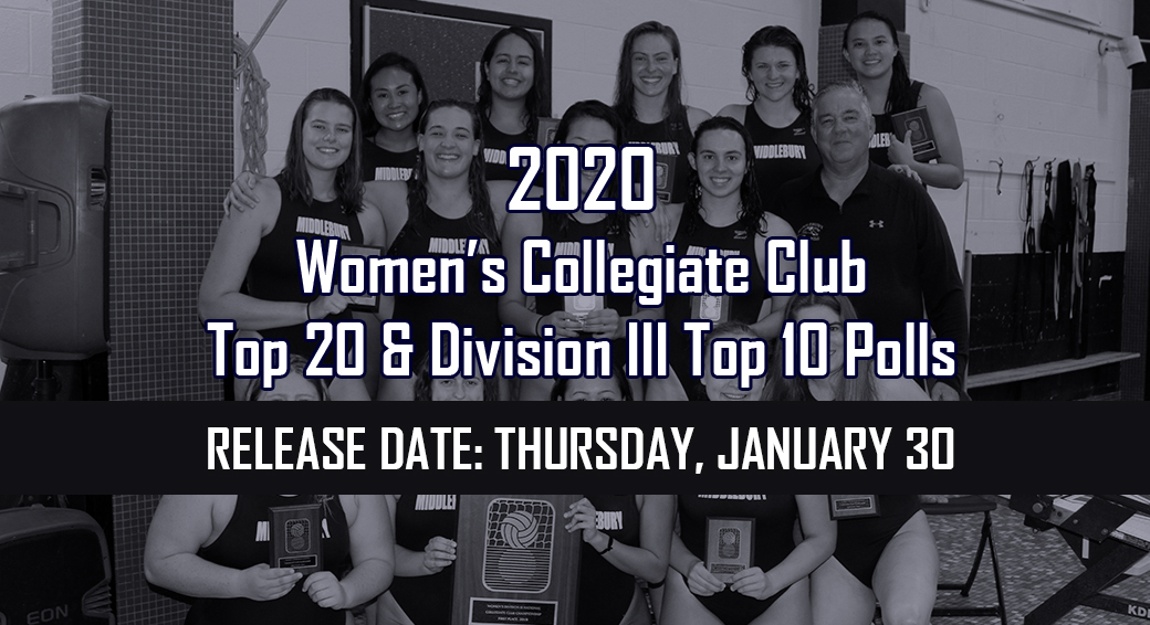 Collegiate Water Polo Association to Release 2020 Women’s Collegiate Club Preseason Top 20 & Division III Top 10 Polls on January 30