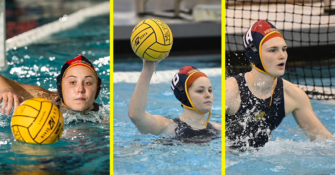 University of Michigan’s Heidi Ritner, Alex Brown & Sophie Jackson Share April 26 Collegiate Water Polo Association Division I Defensive Player of the Week Honor