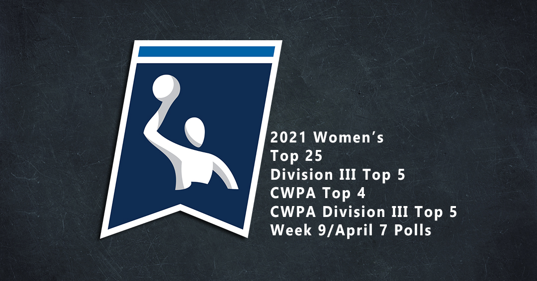 Collegiate Water Polo Association Releases 2021 Women’s Varsity Week 9/April 7 Top 25, Division III Top 5, CWPA Top 4 & CWPA Division III Top 5 Polls