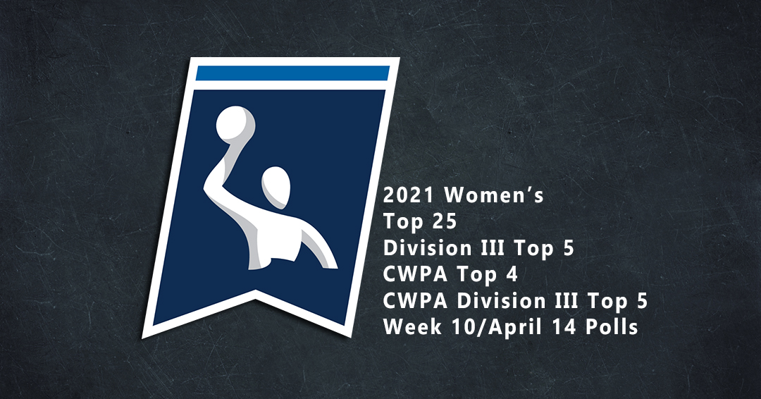 Collegiate Water Polo Association Releases 2021 Women’s Varsity Week 10/April 14 Top 25, Division III Top 5, CWPA Top 4 & CWPA Division III Top 5 Polls