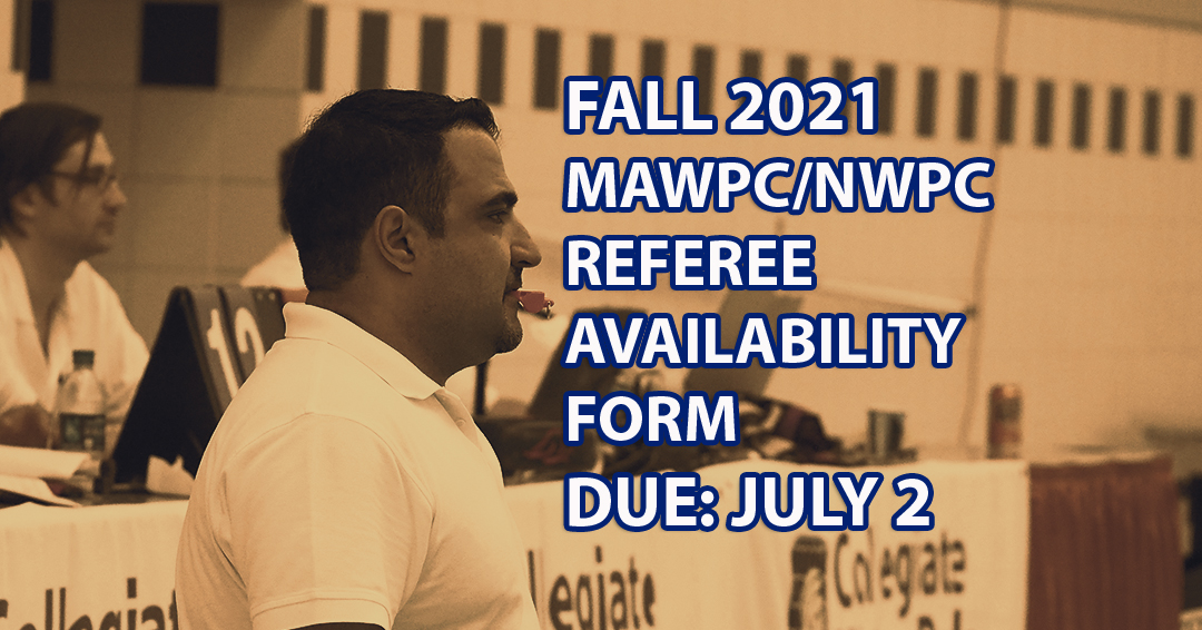 Last Call: Fall 2021 Mid-Atlantic Water Polo Conference & Northeast Conference Officiating Availability Form Due July 2