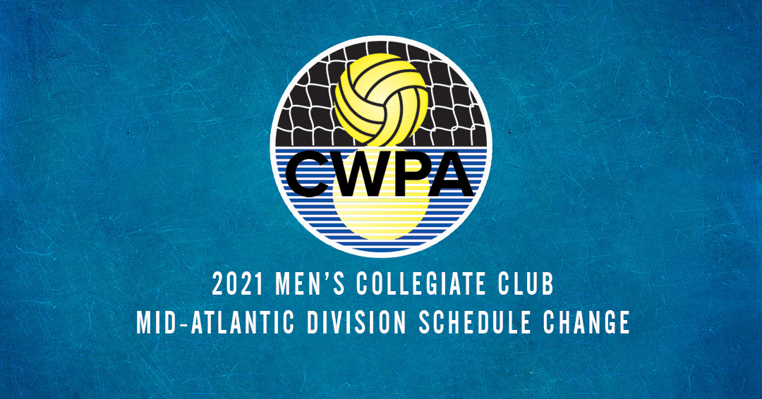 Collegiate Water Polo Association Releases Change to 2021 Men’s Collegiate Club Mid-Atlantic Division Schedule