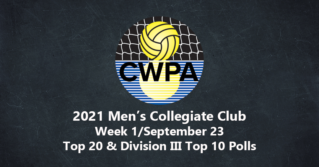 Collegiate Water Polo Association Releases 2021 Week 1/September 23 Men’s Collegiate Club Top 20 & Division III Top 10 Polls