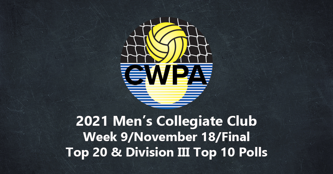 Collegiate Water Polo Association Releases 2021 Week 9/November 18/Final Men’s Collegiate Club Top 20 & Division III Top 10 Polls
