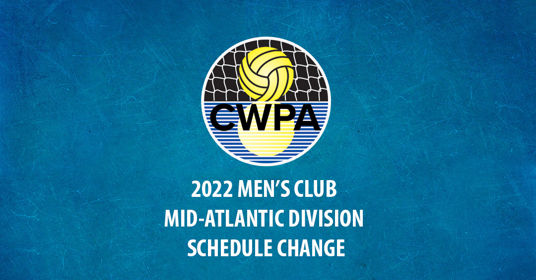 Collegiate Water Polo Association Releases Altered 2022 Men’s Collegiate Club Mid-Atlantic Division Schedule