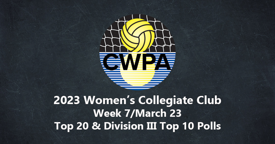 Collegiate Water Polo Association Releases 2023 Week 7/March 23 Women’s Collegiate Club Top 20 & Division III Top 10 Polls