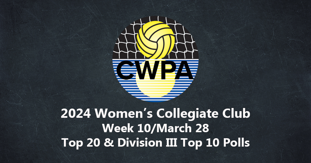 Collegiate Water Polo Association Releases 2024 Week 10/March 28 Women’s Collegiate Club Top 20 & Division III Top 10 Polls