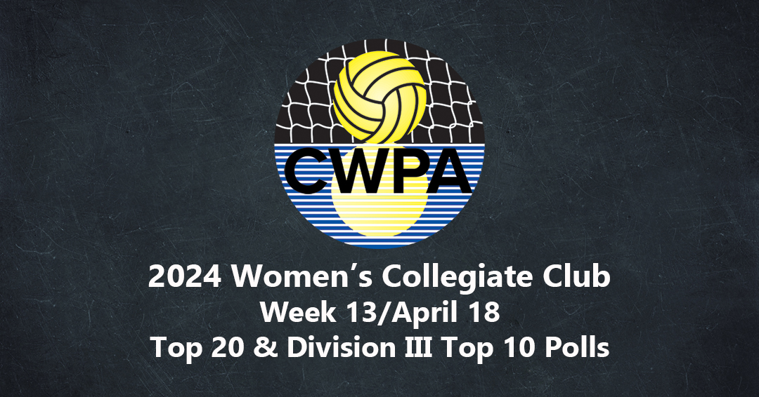Collegiate Water Polo Association Releases 2024 Week 13/April 18 Women’s Collegiate Club Top 20 & Division III Top 10 Polls