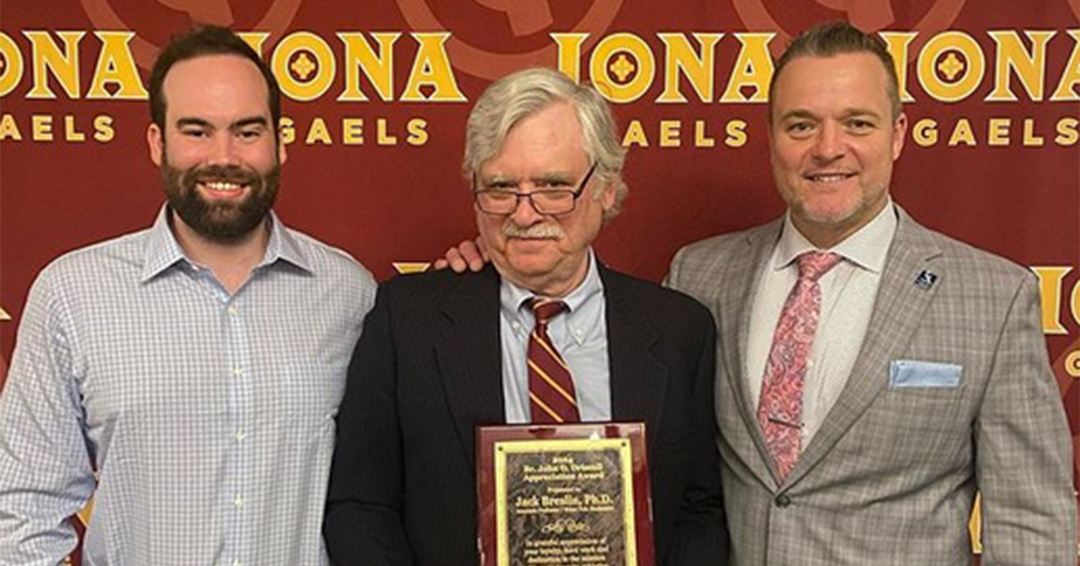 Iona University Water Polo Faculty Moderator Dr. Jack Breslin Receives John G. Driscoll Appreciation Award