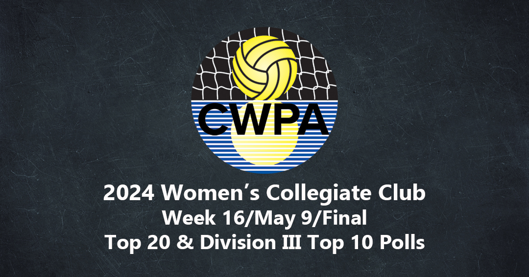 Collegiate Water Polo Association Releases 2024 Week 16/May 9/Final Women’s Collegiate Club Top 20 & Division III Top 10 Polls