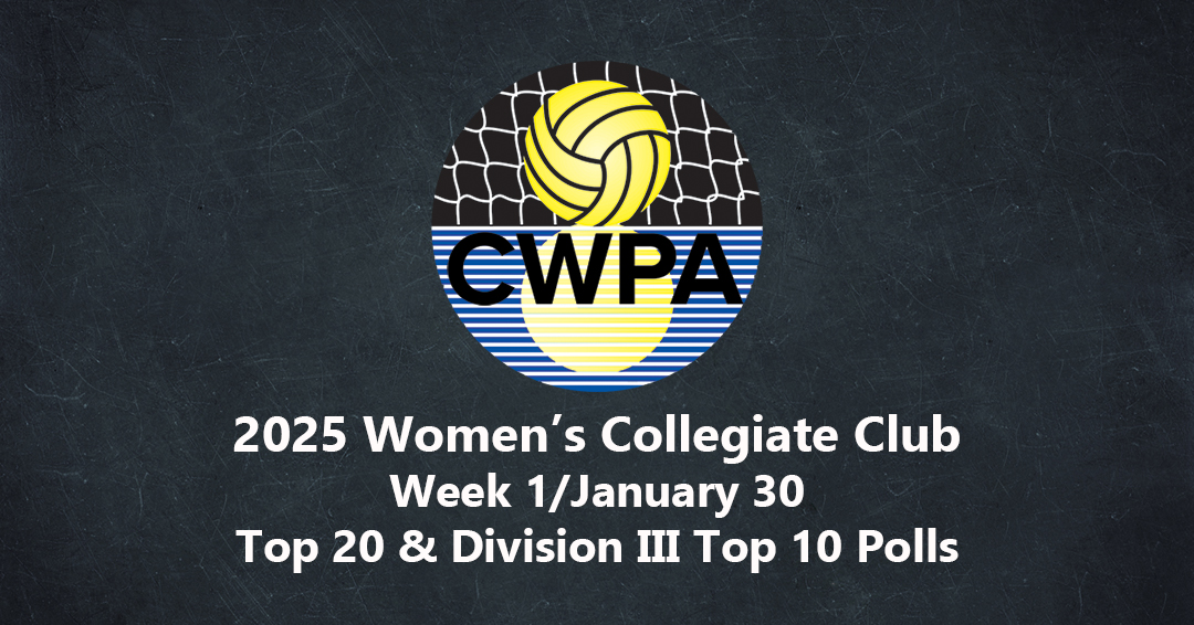 Collegiate Water Polo Association Releases 2025 Week 1/January 30 Women’s Collegiate Club Top 20 & Division III Top 10 Polls